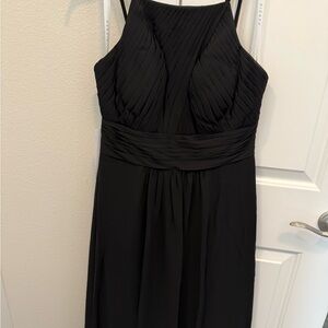 Azazie Black Strapless Pleated Dress